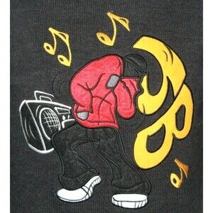 Joe Boxer Hip Hop Street Fashion Retro Knit Sweater Youth Size 14-16 Gray/Black